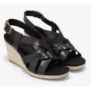 New ▶️ Cole Haan ◀️ Crystal Wedge Leather Black summer sandal